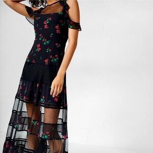 EUC Express Dark Romance Ruffled Tiered Maxi Dress Size 10